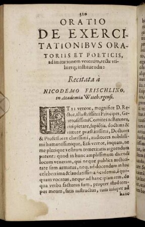 Oratio De Exercitationibus Oratoriis Et Poeticis [...]