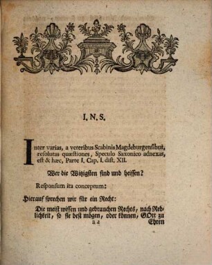 Programma quo ... ad dissertationem inauguralem ... Davidis Christiani Richteri ... invitat, deque deciso Magdeburgensium veterum scabinorum, wer die Witzigsten sind und heißen, ... disserit Ern. Jo. Frid. Mantzel