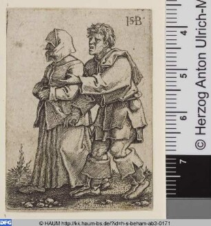 Nach links gehendes Bauernpaar