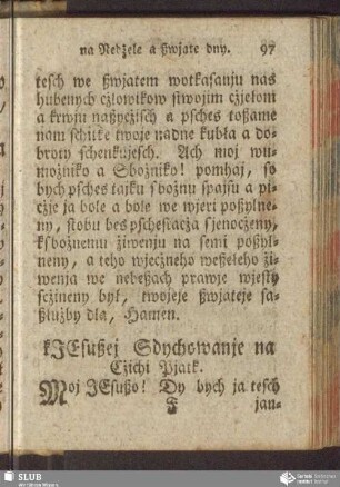 kJesußej Sdychowanje na Cżichi Pjatk