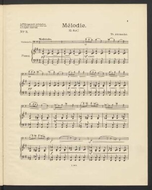 No. 3: Mélodie : G Dur, G major