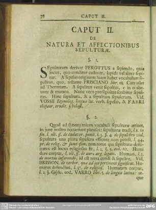 Caput II. De Natura Et Affectionibus Sepulturae