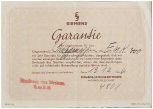Siemens Garantie (Garantie)