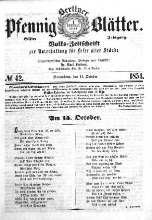 Nr. 42, Sonnabend, den 14. Oktober