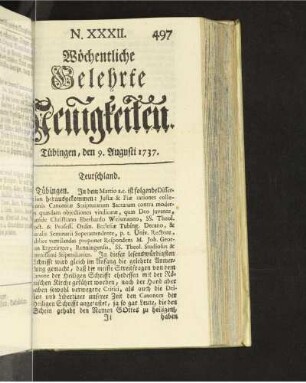 N. XXXII. Tübingen, den 9. Augusti 1737