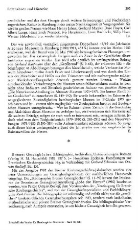 Bremer Gesangbücher, Bibliographie, Archivalien, Untersuchungen, (Hospitium Ecclesiae, 13) : Bremen, Hauschild, 1982