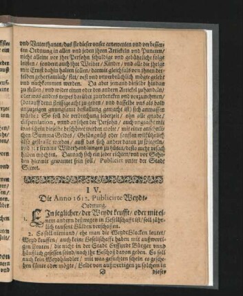 IV. Die Anno 1612 Publicirte Weydt-Ordnung.