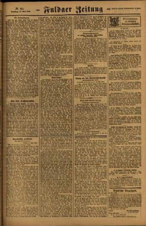Zweite Ausgabe vom Samstag, den 15. Mai 1920.