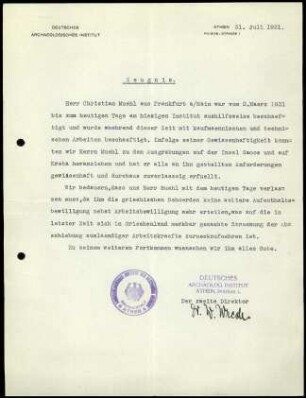 Anlage II. Gefälschtes Zeugnis C. Mühl