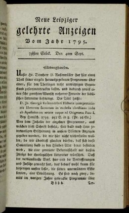 71stes Stück. Den 4ten September.