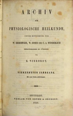 Archiv für physiologische Heilkunde. 14. 1855