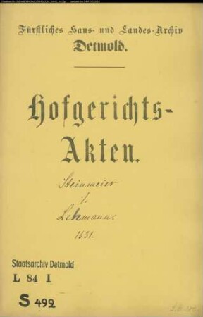Steinmeier, Johann zu Herford gegen Simon Lehmann, Vogt zu Schötmar - Verpfändete Abgaben