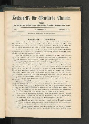 Heft I. 15. Januar 1910. Jahrgang XVI.