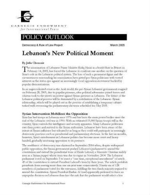 Lebanon's new political moment