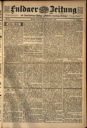 Erste Ausgabe vom Samstag, den 19. November 1898.