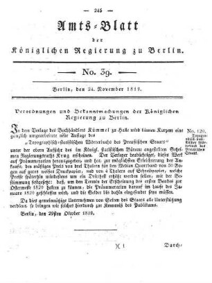 No. 39, 24. November 1819