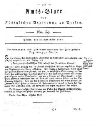 No. 39, 24. November 1819