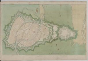 Plan der Festung Straßburg, Handzeichnung, vor 1695 : Straßburg / [Johann George Starck]. - [S.l., S.a.]. - 1 Plan : Handzeichng. vor 1695 ; 61,8 x 34,3 cm.