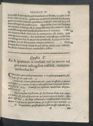 Quaestio V. An & quatenus re censuali vel in totum vel pro parte ...