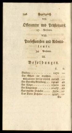 VII. Officianten und Pensionairs
