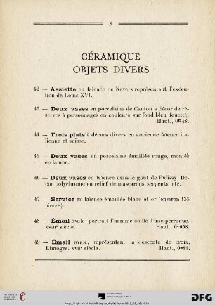 Céramique - Objets divers (Nr. 42-60)