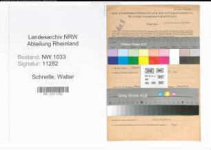 Entnazifizierung Walter Schnelle , geb. 09.03.1913 (Polizeibeamter)