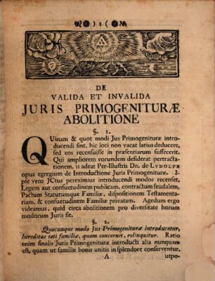 De valida et invalida iuris primogeniturae abolitione