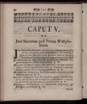 Caput V. De Jure Sacrorum post Pacem Westphalicam.