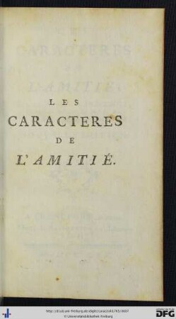 Les Caracteres De L'Amitié