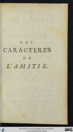 Les Caracteres De L'Amitié