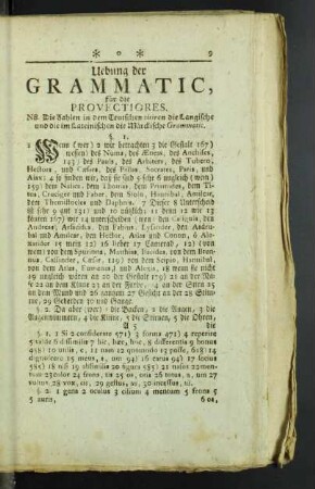 Uebung der Grammatic, für die Provectiores.