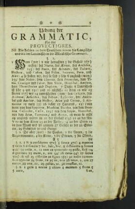 Uebung der Grammatic, für die Provectiores.