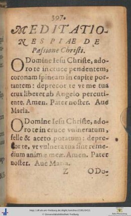 Meditationes et Orationes De Passione Christi