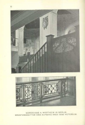 Warenhaus A. Wertheim in Berlin. Brüstungsgitter und Aufgang nach dem Hüteraum