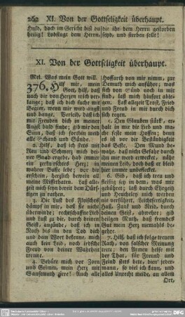 XI. Von der Gottseligkeit überhaupt