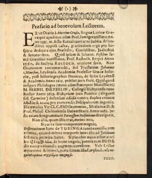 Praefatio ad benevolum Lectorem.