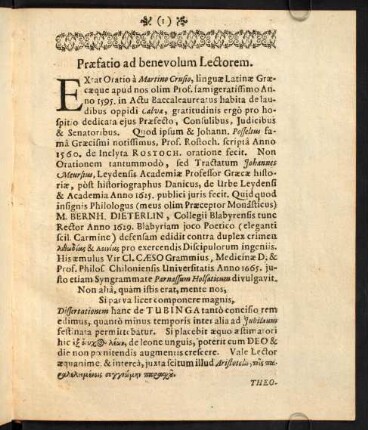 Praefatio ad benevolum Lectorem.