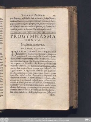 Progymnasma Nonum. Eiusdem materiae. Damasus, Albanus.