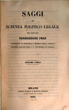 Saggi di scienza politico-legale