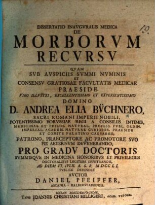 Diss. inaug. med. de morborum recursu