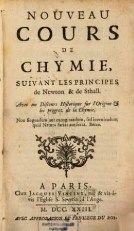 Nouveau Cours de Chymie