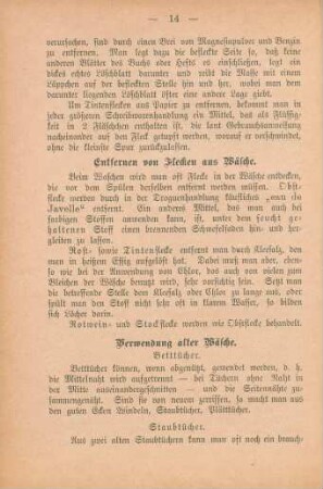 Entfernen von Flecken aus Wäsche