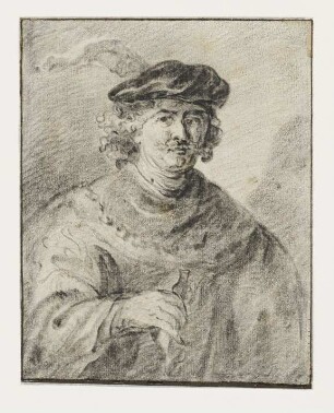 Porträt eines Mannes mit Federbarett (Bildnis Rembrandts?)