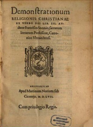 Demonstrationum Religionis Christianae Ex Verbo Dei Lib. III