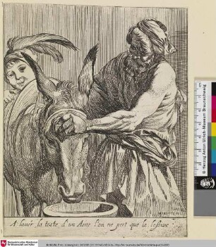 [Der Mann mit dem Esel; Un Homme savonne la tête d'un âne]