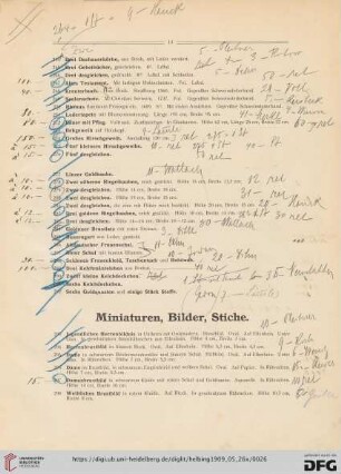 Miniaturen, Bilder, Stiche (Nr. 293-321)