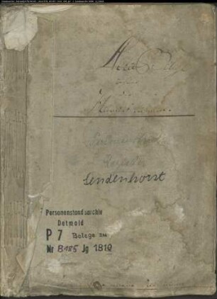 Belegakten zum Heiratsregister 1810 der Munizipalität Sendenhorst.