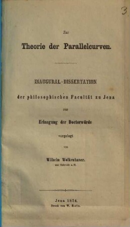 Zur Theorie der Parallelcurven : Inaugural-Dissertation