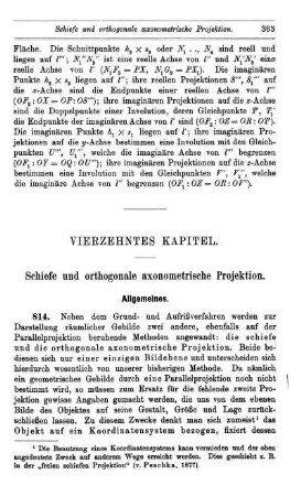 XIV. Kapitel. Schiefe und orthogonal axonometrische Projektion.