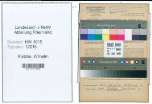 Entnazifizierung Wilhelm Rietzke , geb. 29.12.1891 (Arbeiter)